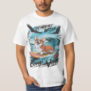 Camiseta Pembroke Welsh Corgi Surfeando En Wave Rider