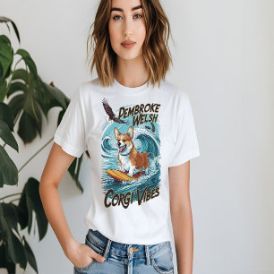 Camiseta Pembroke Welsh Corgi Surfer Tackers Epic Wave