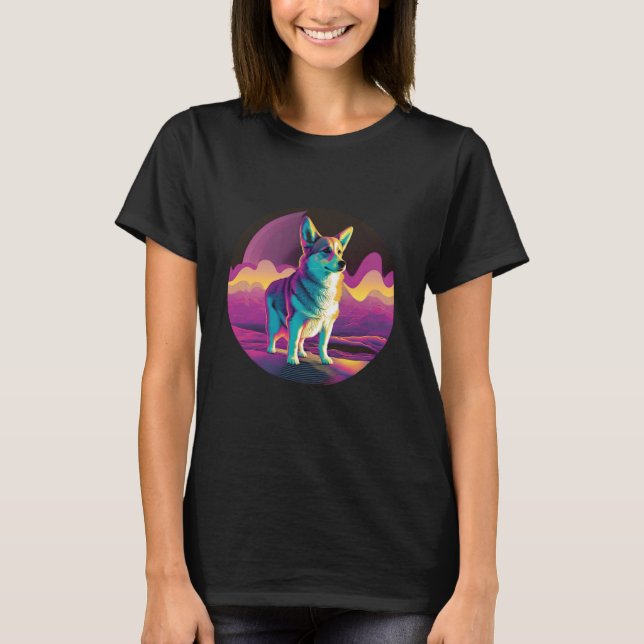 Camiseta Pembroke Welsh Corgi Synthwave 80s Retrowave Estét (Anverso)