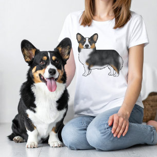 Camiseta Pembroke Welsh Corgi Tricolor Negro Perro de Dibuj