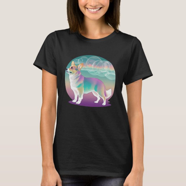 Camiseta Pembroke Welsh Corgi Vaporwave Retrowave Aesthetic (Anverso)