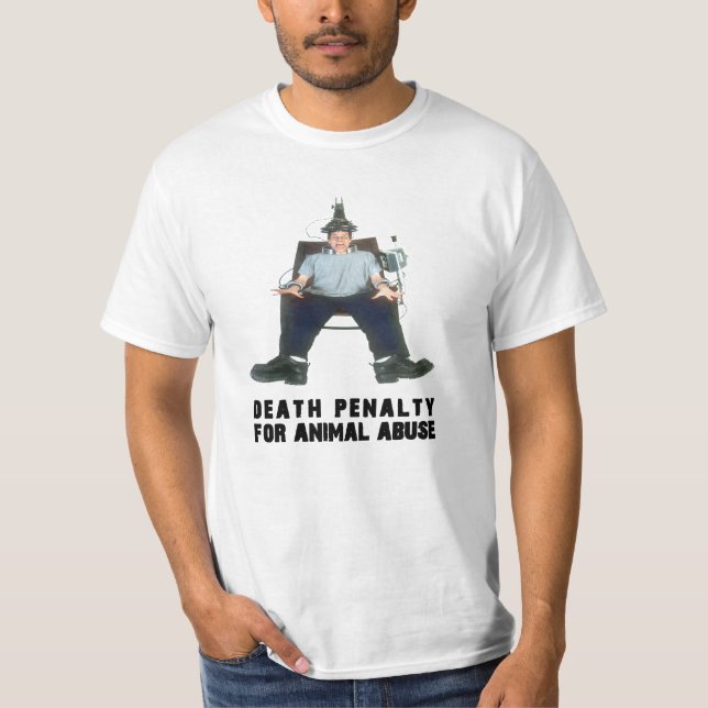 CAMISETA PENA DE MUERTE PARA LA SILLA ELEC DEL ABUSO ANIMAL (Anverso)