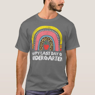 Camiseta Pencil Rainbow Happy Last Day Of Kindergarten Teac
