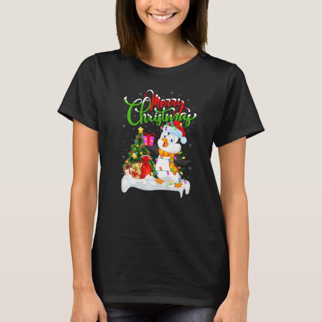 Camiseta Penguin Bird  Xmas Decorations Santa Penguin Chris (Anverso)