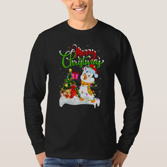 Camiseta Penguin Bird  Xmas Decorations Santa Penguin Chris (Anverso)