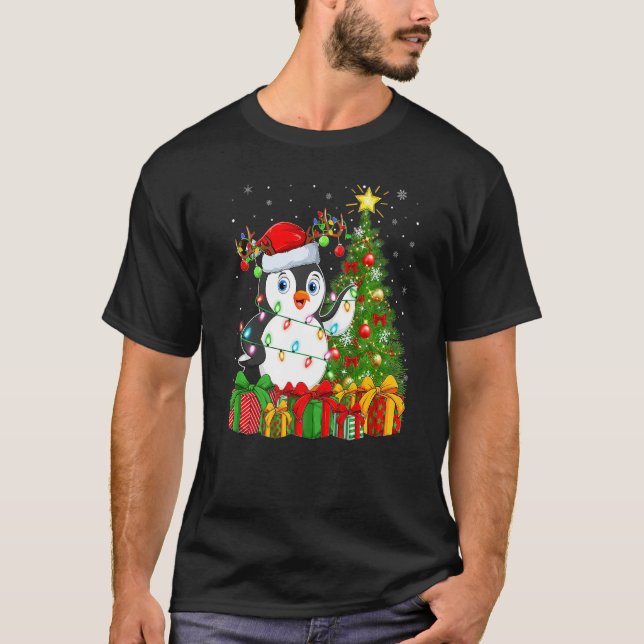 Camiseta Penguin Bird  Xmas Holiday Santa Penguin Christmas (Anverso)