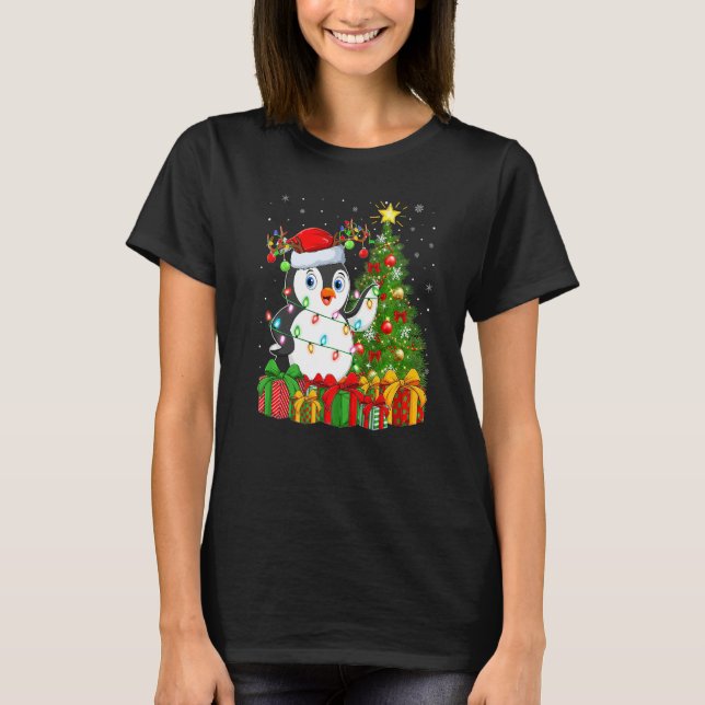 Camiseta Penguin Bird  Xmas Holiday Santa Penguin Christmas (Anverso)