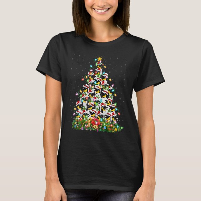 Camiseta Penguin Bird   Xmas Lights Santa Penguin Christmas (Anverso)