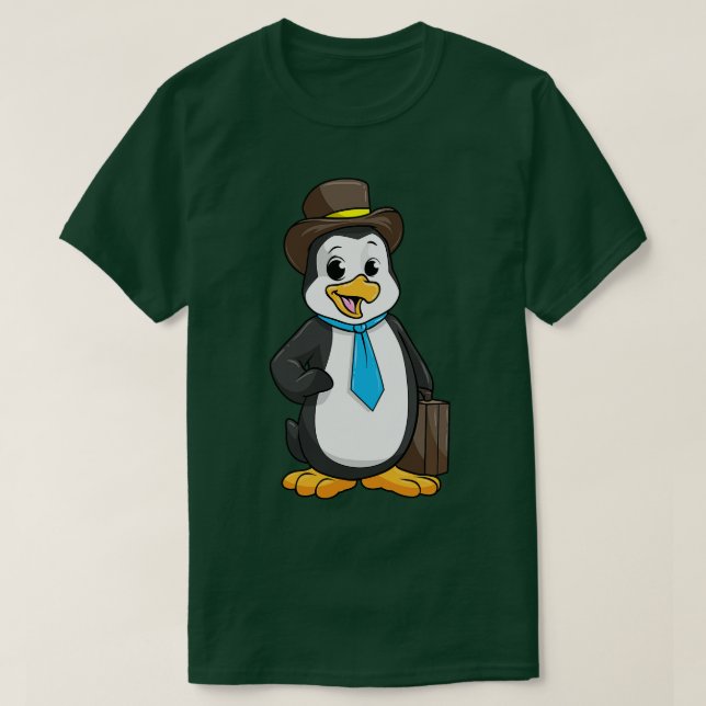 Camiseta Penguin como empresario con cartera de documentos (Diseño del anverso)