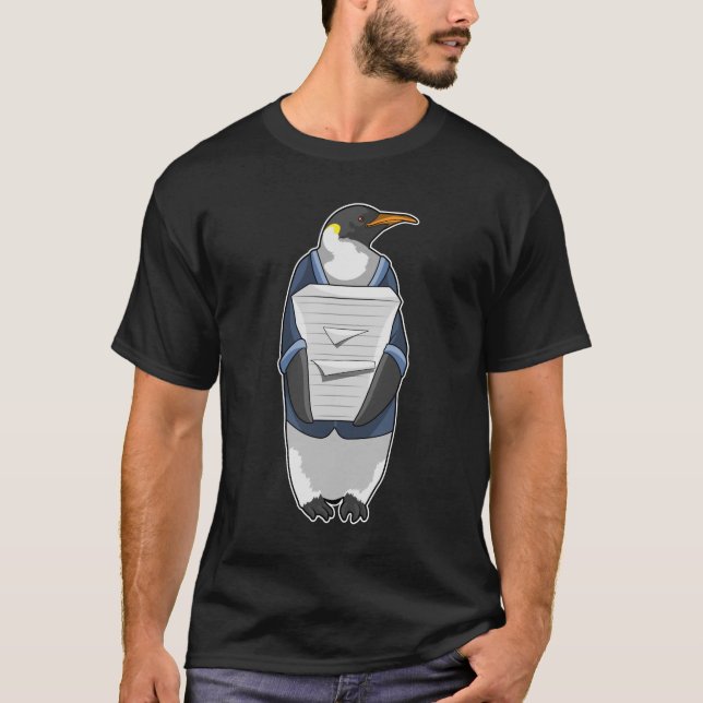 Camiseta Penguin como secretario con pila de papel (Anverso)