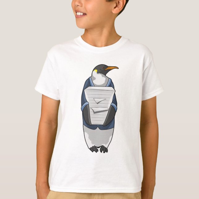Camiseta Penguin como secretario con pila de papel (Anverso)