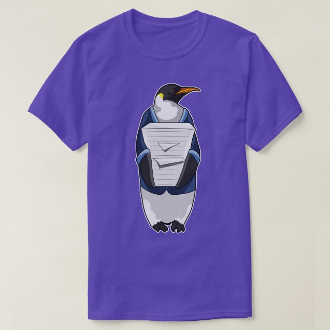 Camiseta Penguin como secretario con pila de papel (Diseño del anverso)