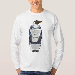 Camiseta Penguin como secretario con pila de papel