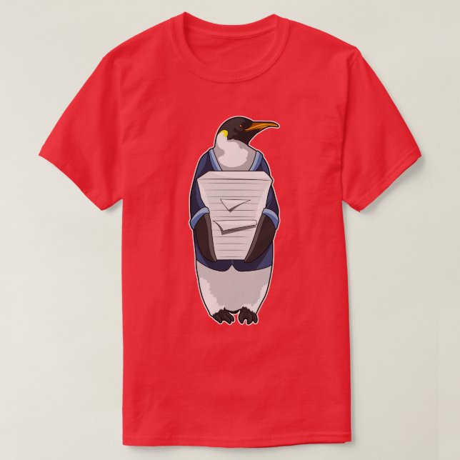 Camiseta Penguin como secretario con pila de papel (Diseño del anverso)