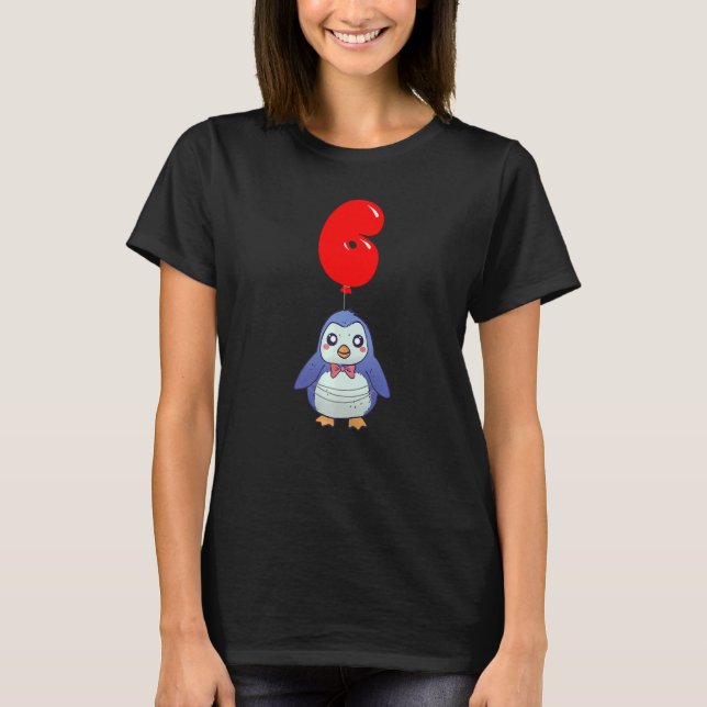 Camiseta Penguín de bebé lindo 6 niños de cumpleaños parte  (Anverso)