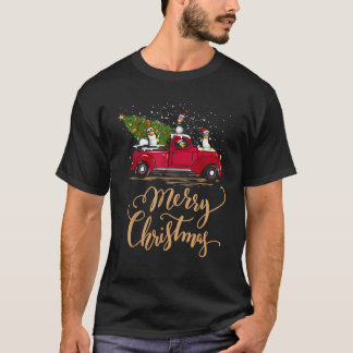 Camiseta Penguin Driving Christmas Tree Red Truck Penguin C