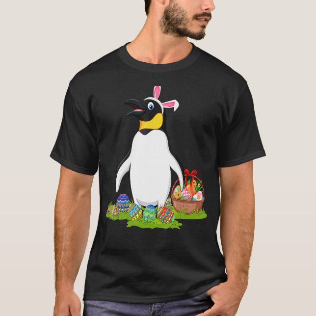 Camiseta Penguin Easter Egg Huning Bunny Penguin Easter Su (Anverso)
