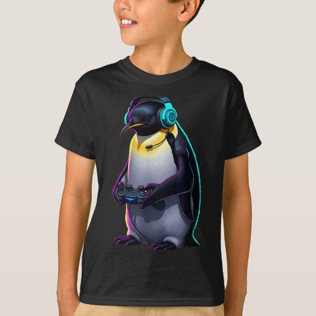 Camiseta Penguin Gaming Animal Video Games Funny Penguin  (Anverso)