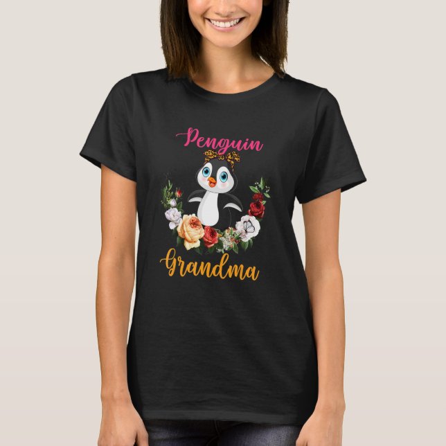 Camiseta Penguin Grandma Floral Penguin Bow Tie Lover Mothe (Anverso)