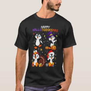 Camiseta Penguin Happy Hallothanksmas Halloween Thanksgivin