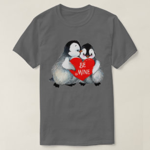 Camiseta Penguin Hug Heart Personalize Texto Algodón Corazó