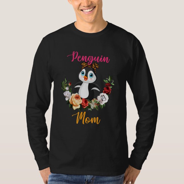 Camiseta Penguin Mom Floral Penguin Bow Tie Lover Mother's  (Anverso)