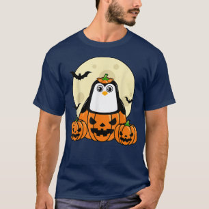 Camiseta Penguin Pumpkin Moon Bats Costume Cute Easy Hallow