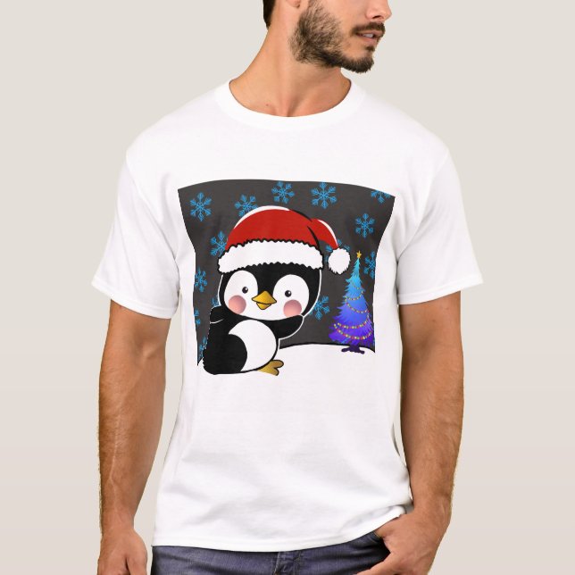 Camiseta Penguin Santa dice feliz Navidad (Anverso)