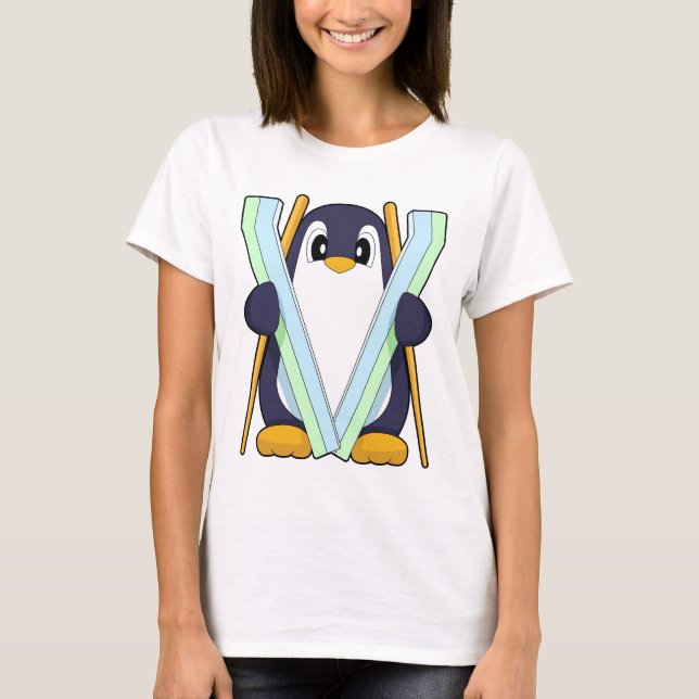 Camiseta Penguin Skier Ski Winter sports (Anverso)