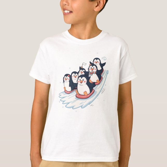 Camiseta Penguin Slide Squad – Icy Fun Tee (Anverso)