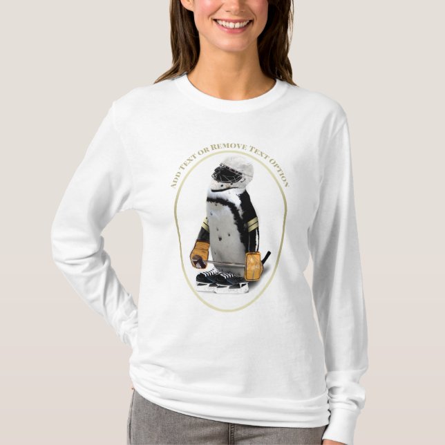 Camiseta Penguin Wearing Ice Hockey Gear (Anverso)