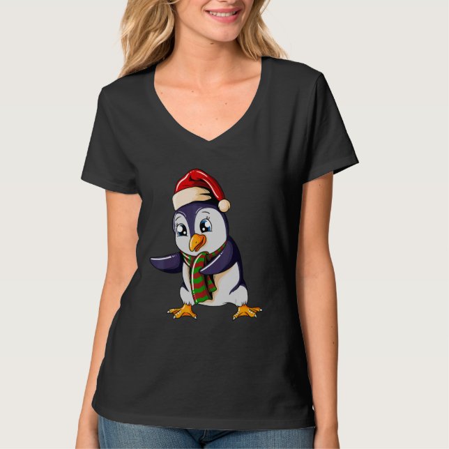 Camiseta Penguin with Christmashat Floss Dance on Christmas (Anverso)