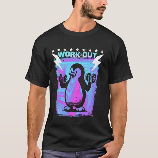 CAMISETA PENGUINA DE GIMNASIO - VIBOS DIVERTIDOS DE EJERCIC (Anverso)