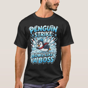 Camiseta Pengüino Golpea Bolos Como Un Jefe - Divertido