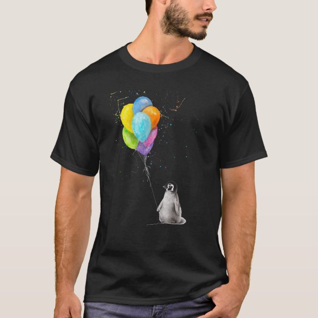 Camiseta Penguins Can't Fly cute penguin with Balloons no o (Anverso)