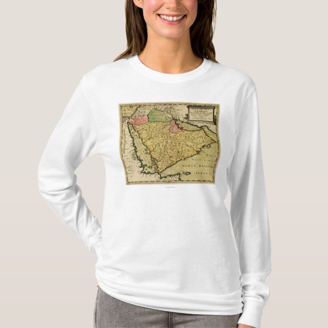 Camiseta Península árabe del mapa de Oriente Medio (Anverso)