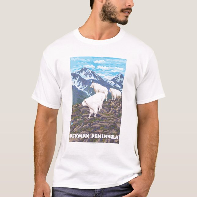 Camiseta Península olímpica, cabras de WashingtonMountain (Anverso)