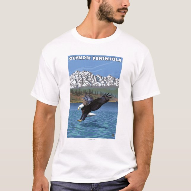 Camiseta Península olímpica, WashingtonFishing Eagle (Anverso)