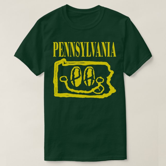 Camiseta Pennsylvania Grunge Sonriente Cara fondo negro (Diseño del anverso)