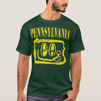 Camiseta Pennsylvania Grunge Sonriente Cara fondo negro