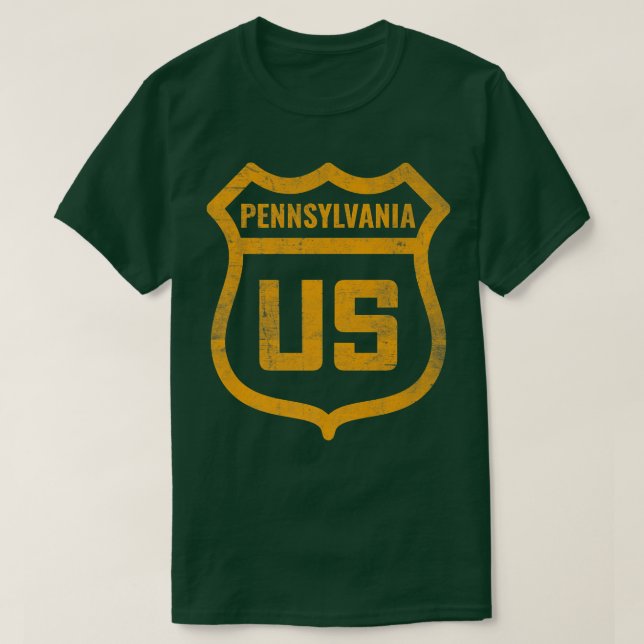 Camiseta Pennsylvania - US highway distressed weathered loo (Diseño del anverso)