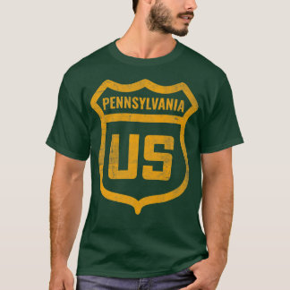 Camiseta Pennsylvania - US highway distressed weathered loo