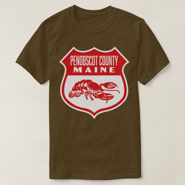 Camiseta Penobscot County Maine Retro Shield Red (Diseño del anverso)