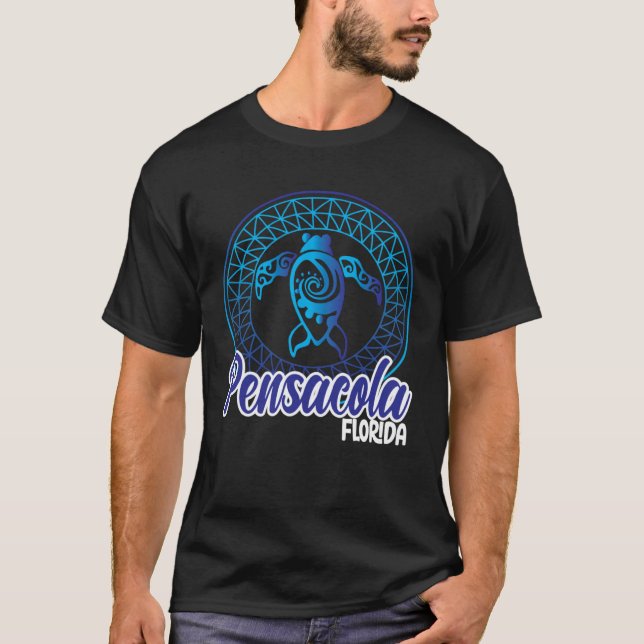 Camiseta Pensacola Beach Souvenirs Florida Tribal Sea Turtl (Anverso)
