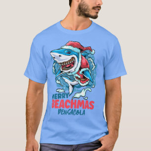 Camiseta Pensacola Florida Merry Beachmas Navidades Shark S