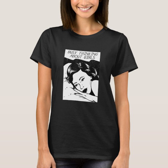 Camiseta Pensamiento ocupado sobre Chicas 2 (Anverso)
