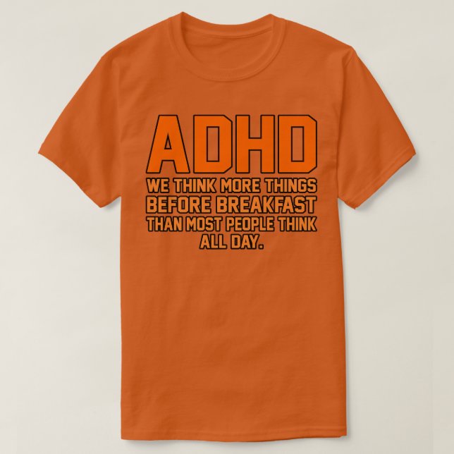 Camiseta Pensamos más cosas ADHD Naranja Cinta (Diseño del anverso)