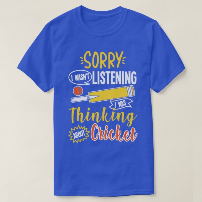Camiseta Pensando en el críquet (Diseño del anverso)
