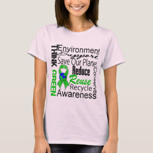 Camiseta Pensar en Collage de Entorno Verde