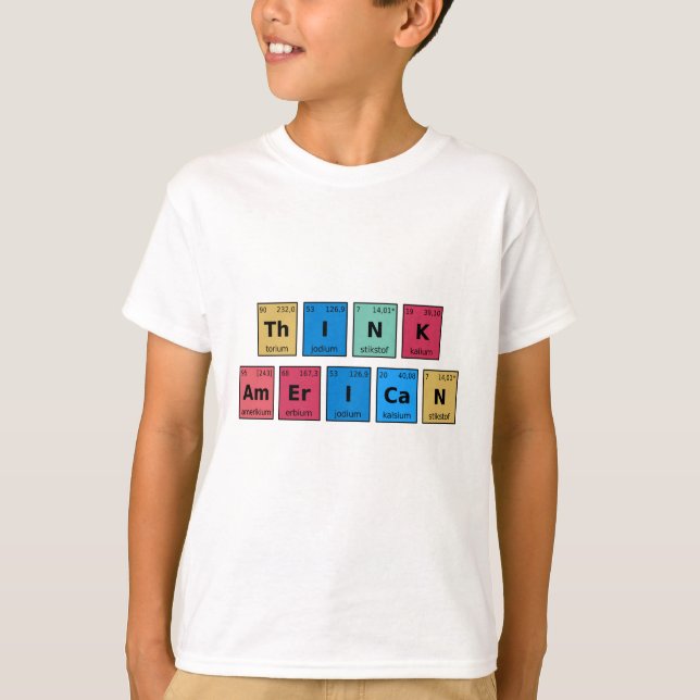 Camiseta Pensar en la tabla periódica estadounidense (Anverso)